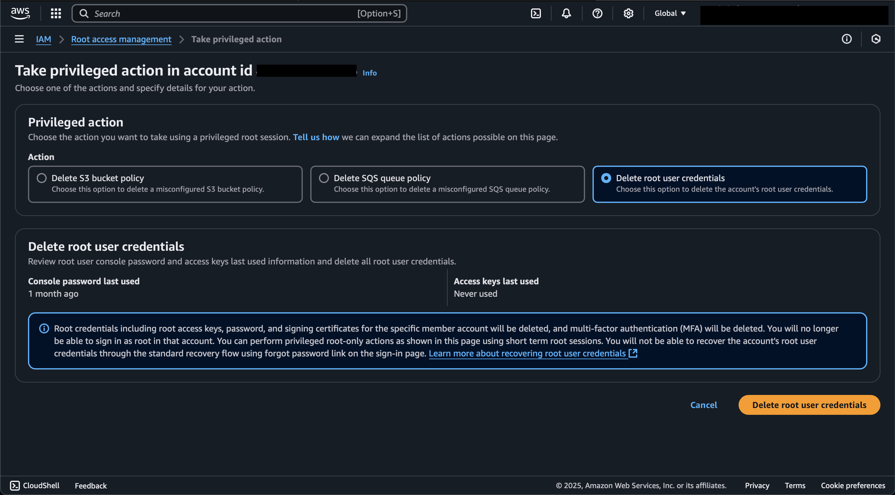 Check Root user credentials